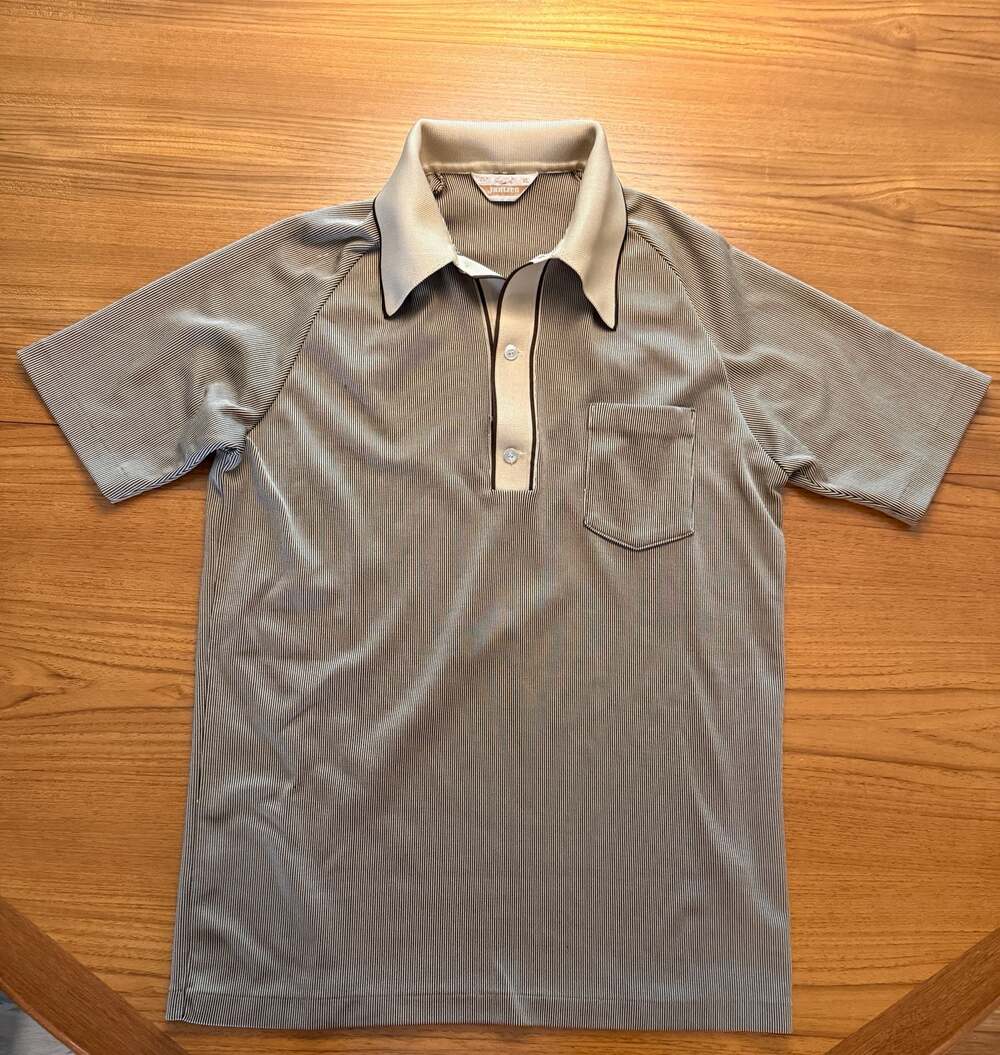 Vintage Jantzen Striped Knit Polo Shirt Size XL Made in USA